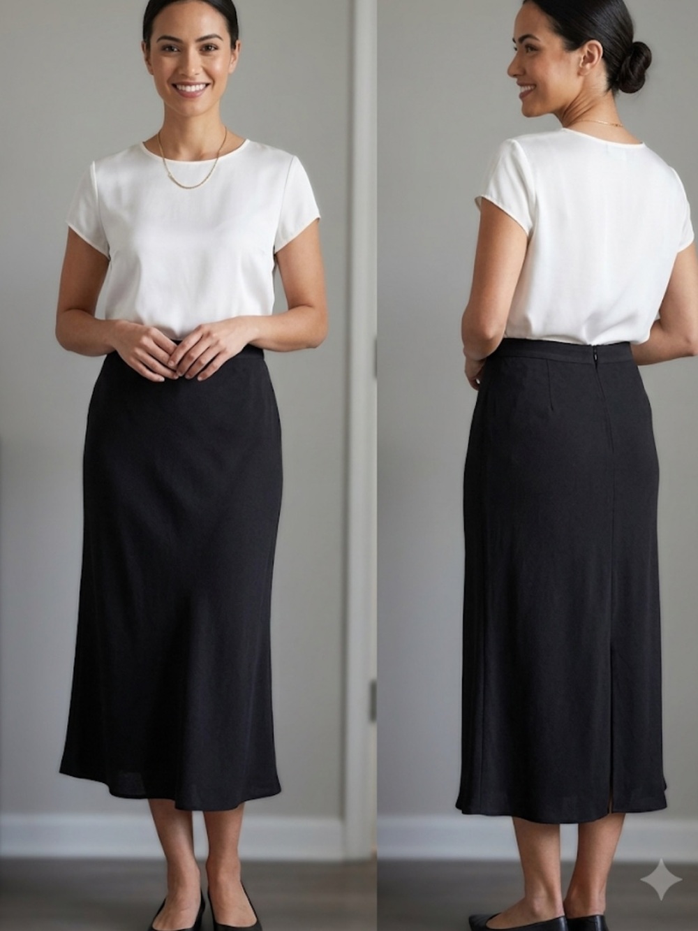 Classic Black Midi Skirt by Valerie Dresses size 8
